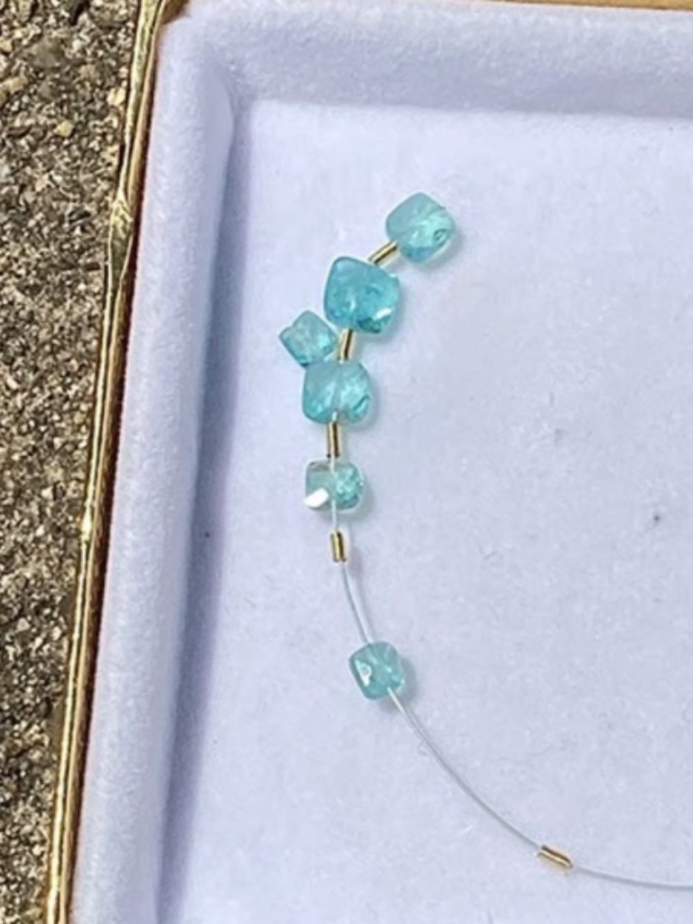 7 Pieces Blue Apatite Square Beads, NWT, Drilled, Assorted Sizes